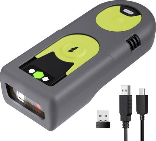 Inateck BCST-42_green Barcode-Scanner Bluetooth, Funk 1D, 2D LED Black, Green Hand-Scanner inkl. Standfuß