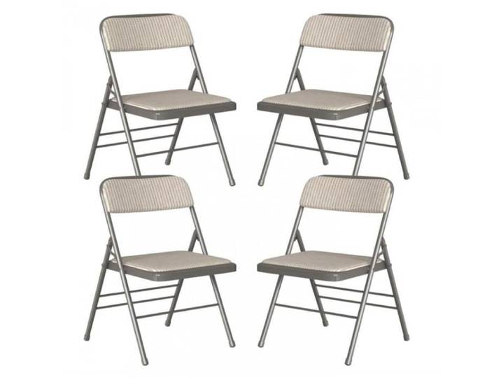 KEDIA Lot de 4 Chaise Pliante Gris 45x48x78cm Chaises de Salle à Manger en Tissu Cadre en métal avec Dossier Pour Salon Burea