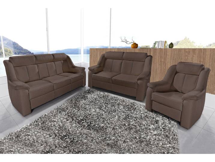 Polstergarnitur SIT & MORE Basel , braun, Luxus-Microfaser ALTARA NUBUCK, Sitzmöbel-Sets, Polstergarnitur, Set, bestehend aus 3-Sitzer + 2-Sitzer + Sessel
