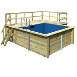 Karibu Rechteck Pool Gr. 1 - 350 x 320 cm - kdi Grundkörper inkl. Terrasse
