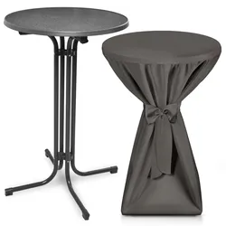 STEHTISCH Bellini Ø 80cm Grau mit Premium Stehtischhusse Ø 80cm Anthrazit