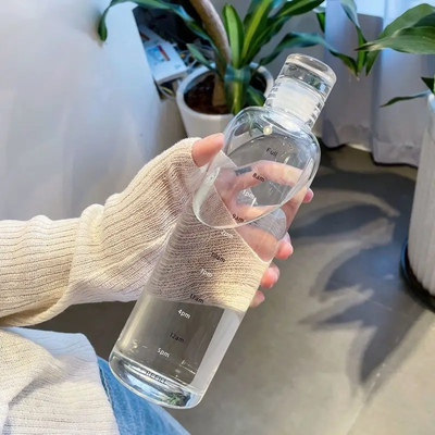 Modern Mode Marketplace Leakproof Motivational Water Bottle With Time Marker For Gym Travel And Daily Hydration transparent