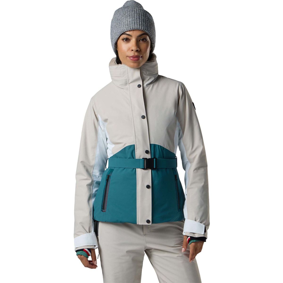 Rossignol W Snowdazzle Belted Ski Jacket silver cloud (A43) XS RLPWJ07 A430XS