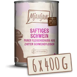 MJAMJAM Schwein pur Katzennassfutter Sparpaket 12 x 400 Gramm