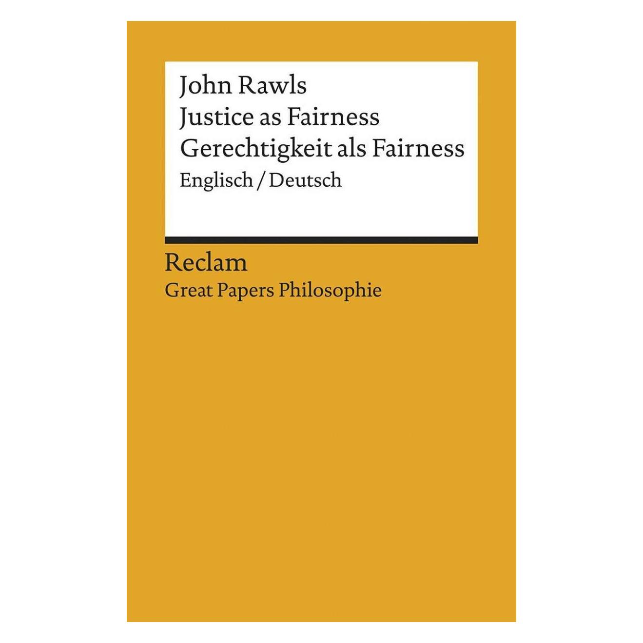 Reclam Justice as Fairness / Gerechtigkeit als Fairness (Deutsch, Englisch, Softcover, John Rawls) (14437497)