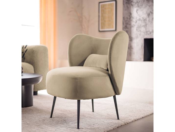 Loungesessel DAROAN Braun/Beige/Taupe Samt 61 x 79 x 71cm