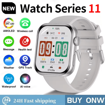 Inspire Curations S11 AMOLED GPS Smartwatch With Bluetooth Call, Waterproof & Sports Tracking silvery