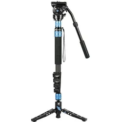 Sirui P-325FL Carbon Einbeinstativ 178 cm mit Standspinne + Videoneiger VH-10 (Carbon, Metall), Stativ, Schwarz