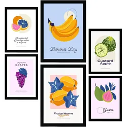 POSTER Set Mit 6 Lebensmittel Und Ernährungs Tropisch Und Fruchtig A3 & A4 Rahmenlos