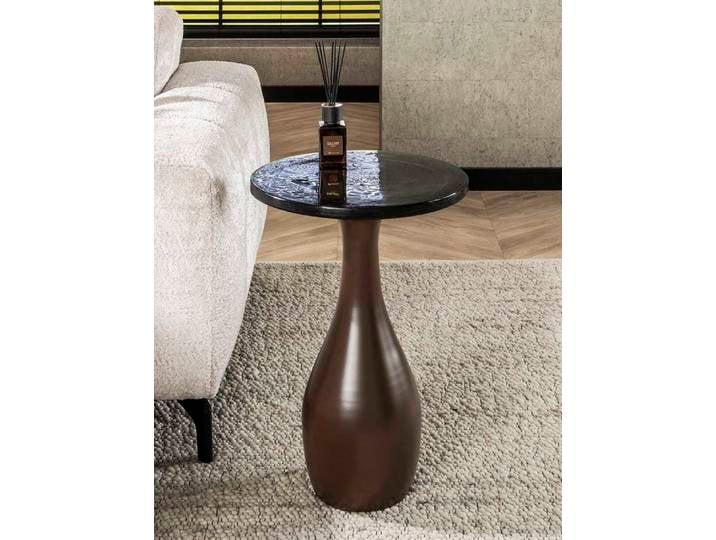 Couchtisch Mira 2 , tropfenförmig , Glas , Antikkupfer