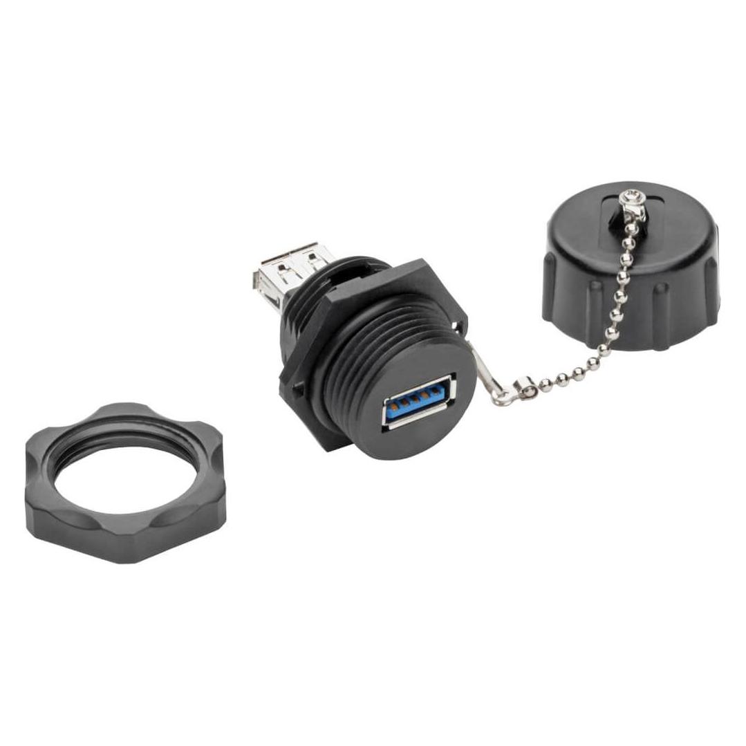 Eaton TRIPPLITE USB 3.0 Coupler SuperSpeed 3.0/3.1 Industrial - USB-A F/F Shielded IP68 Dust Cap TAA (U325-000-IND)