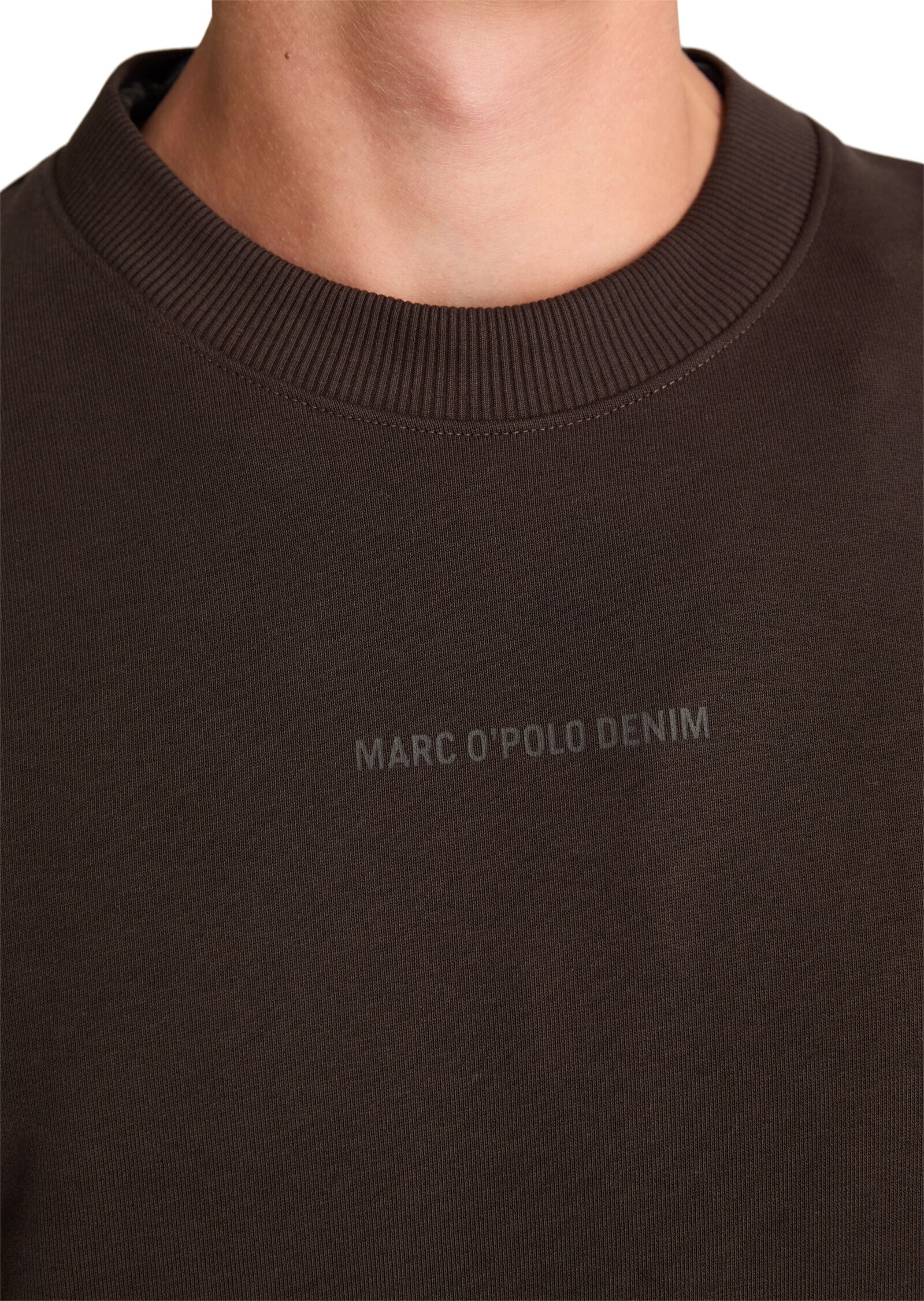 Marc O' Polo Sweatshirt MARC O'POLO DENIM, Herren, Gr. S, braun (chocolate braun), Sweatware, Obermaterial: 100% Baumwolle, regular fit normal, Rundhals, Bündchen, Sweatshirts Sweatshirt, regular aus weichem Bio-Baumwoll-Sweat chocolate braun S
