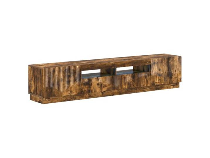 GKHPYURE HOORN TV-Möbel mit LED, 3 Stück, Eiche Rauch, Holz Modern, platzsparend, verstellbare LEDs, wendbare Türen, Holztechnik, feuchtigkeitsbeständig