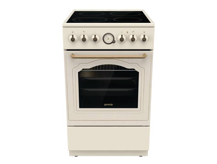 GORENJE Elektro-Standherd GECS5B70CL , Energieeffizienz: A, beige (creme), Herdsets, Retro Design. Zeitlose Eleganz für jede Küche, Elektro-Standherd