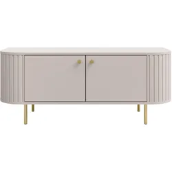 LOWBOARD Halay Beige, 2 Türen Moderne Rillenstruktur 123 cm, mit runden Kanten