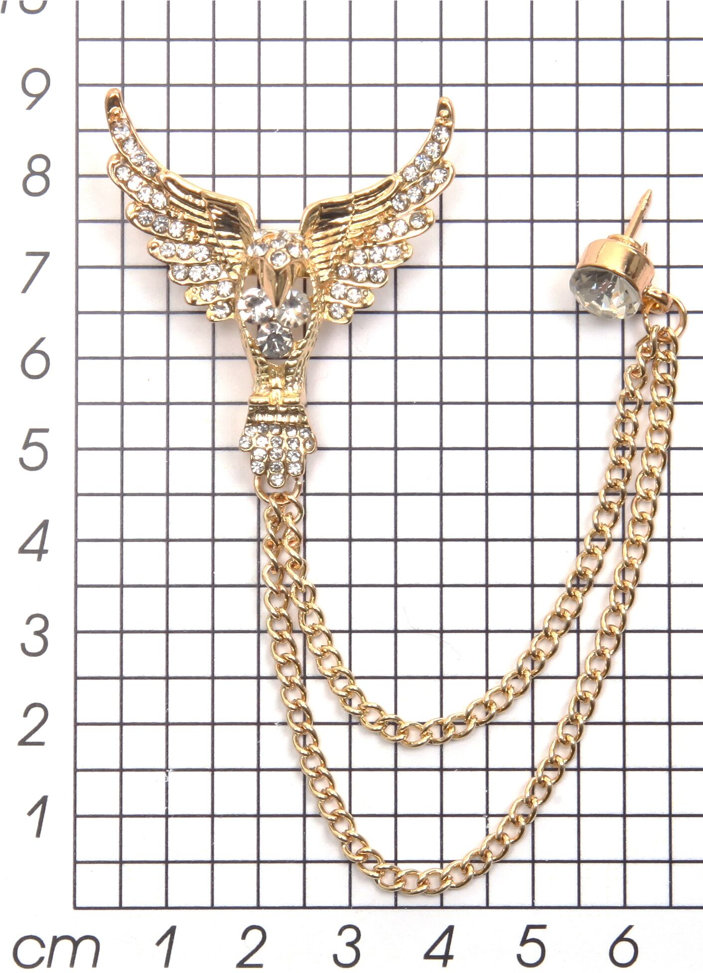 Brosche FIRETTI "Schmuck Geschenk Ansteckschmuck Gliederkette Flügel glitzernd", gold (gelbgoldfarben,,, kristallweiß, kristallweiß), Broschen, Damen, Metall, Brosche, mit Glasstein gelbgoldfarben,,, kristallweiß, kristallweiß Einheitsgröße