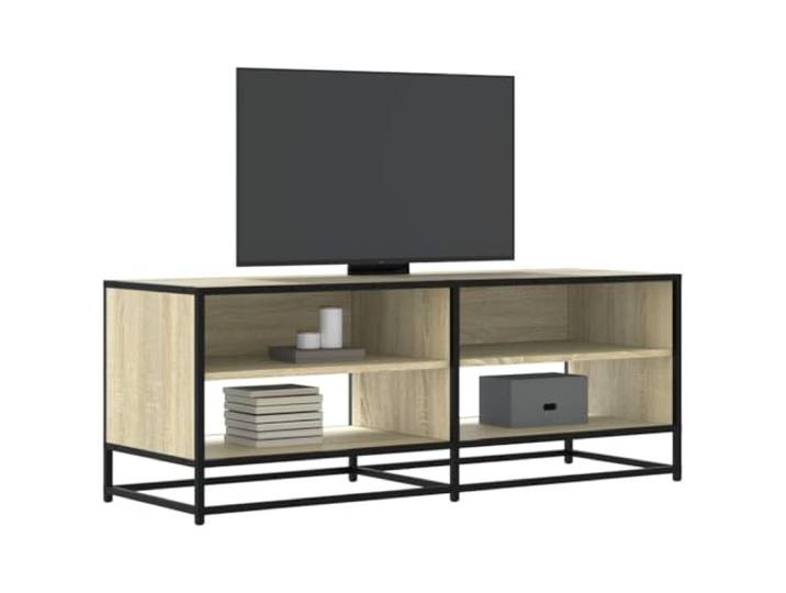 HEFZGDB TV-Schrank Sonoma-Eiche 120,5x40x46 cm Holzwerkstoff und Metall mit Stauraum und Industriestil