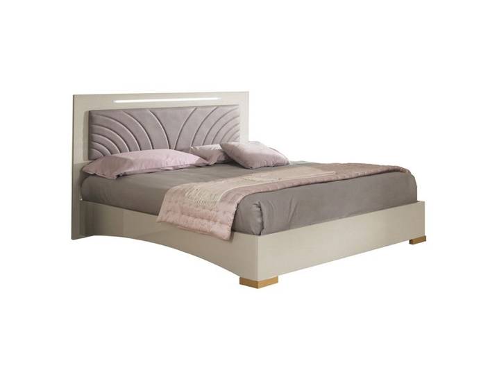 PANACA - Lit 160x200cm avec Tête de Lit Simili Cuir et Leds