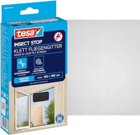 Tesa Fliegengitter Standard Klettband 1,5x1,8m anthrazit