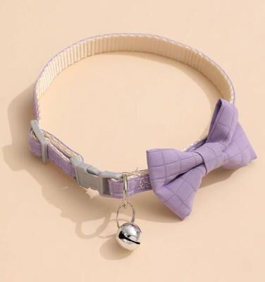 Inspired Finds Elegant Bow Bell Pet Collar For Cats & Small Dogs Adjustable Cute Everyday Neck Accessory purple