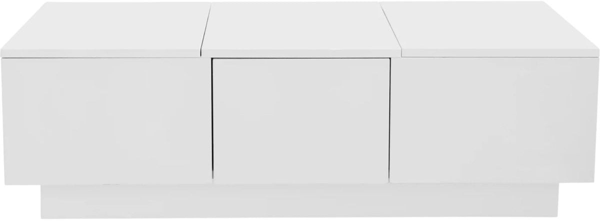 Happiq Hoogglans Salontafel met Push-pull Opberglades - Wit - MDF Hout