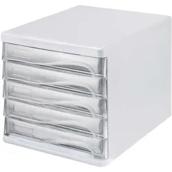 Helit, Dokumentenablage, Schubladenbox transparent mit 5 Schubladen (A4)