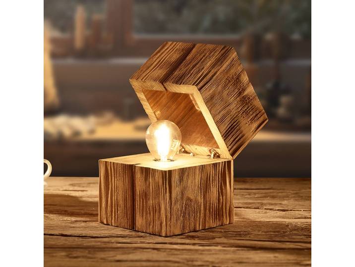 Trio Lighting Fensterbank Tischlampe Treasure, Holz hell, für Wohn- / Esszimmer, Holz