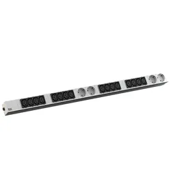 BACHMANN IT PDU ALU 1HE 16x C13 4x Schutzkontakt, CEE 16A blau