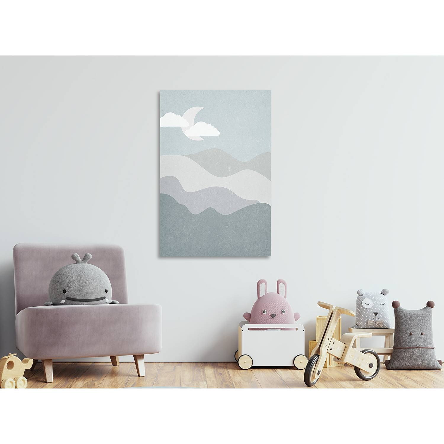 home24 Afbeelding Mysterious Night linnen grijs 40 x 60 cm
