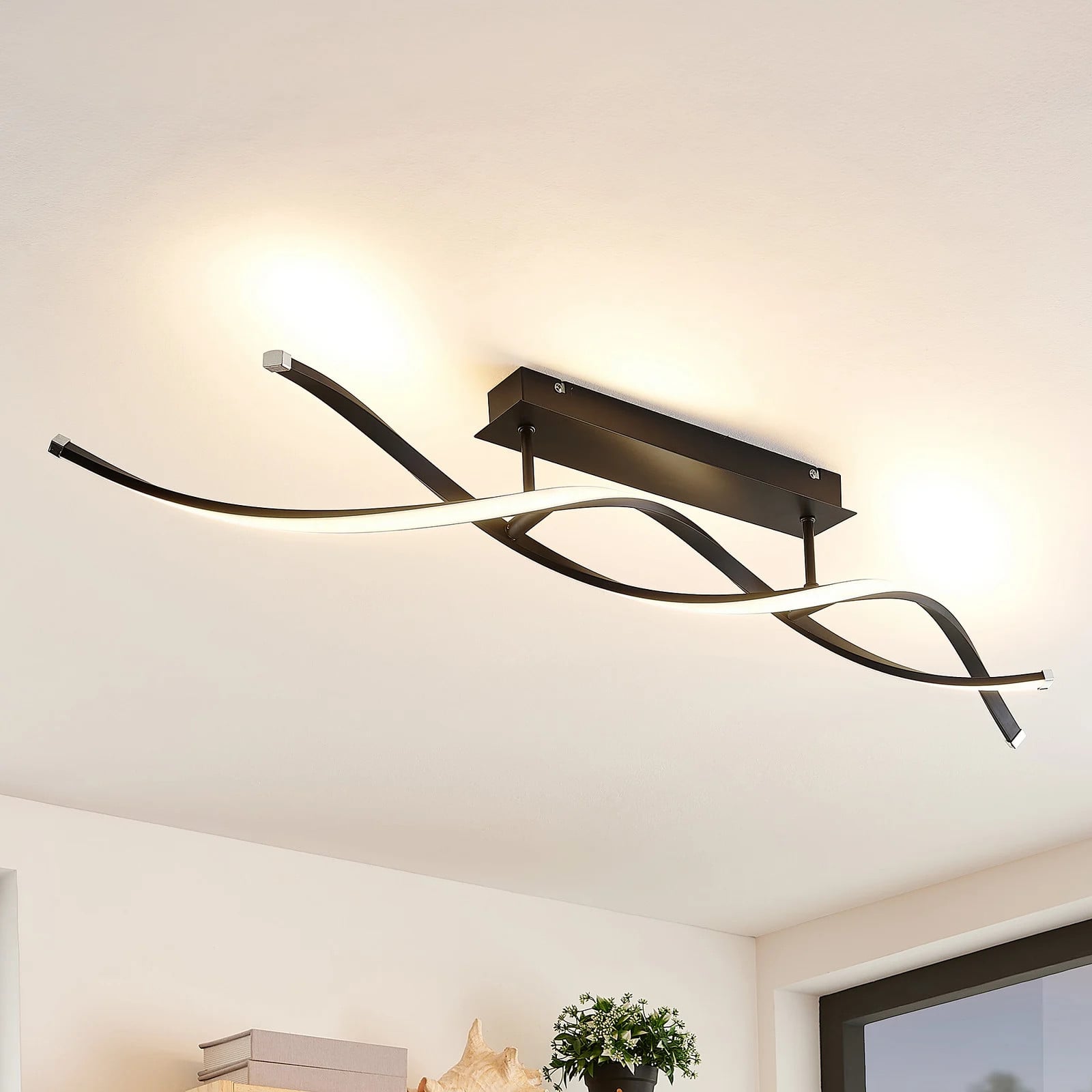 Lindby Welina LED Plafondlamp - Zwart - Modern - Dimbaar