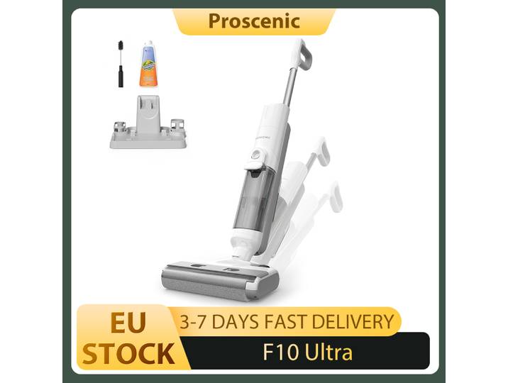 Aspirateur sans fil Proscenic F10 Ultra 3-en-1, humide et sec, autonomie de 60 minutes, réservoir d'eau double de 1,3 L, auto-nettoyant et 3 modes