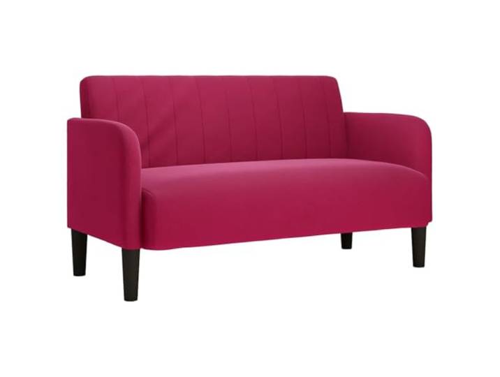 IBUQDDV Zweisitzer-Sofa Weinrot 109 cm Samt Samtstoff, Schaumstoff und Feder, Sperrholzrahmen, stützende Beine, Sperrholz-Armlehnen, moderne und traditionelle Innenräume