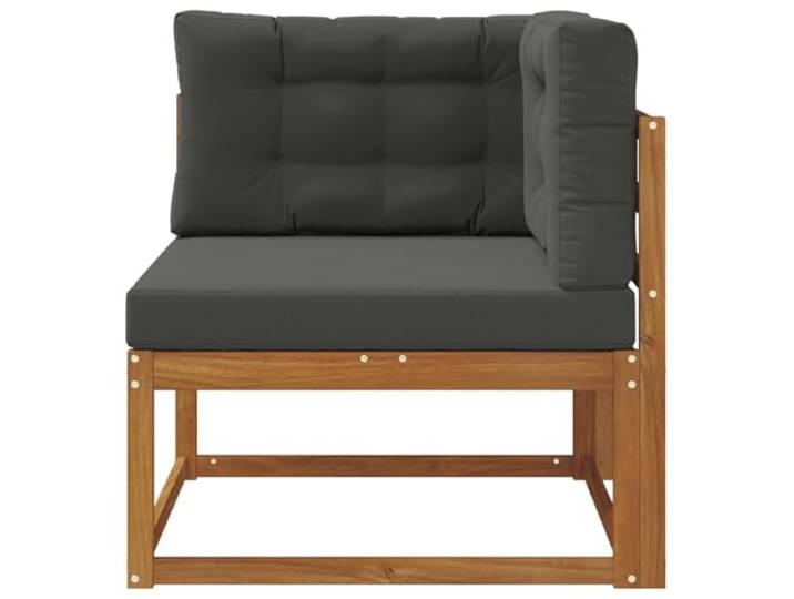 KTHLBRH Ecksofa für Außenbereiche, naturbelassen, Akazienholz Lattenrost-Design, wetterfest, Kissen in Anthrazit, leicht zu reinigen