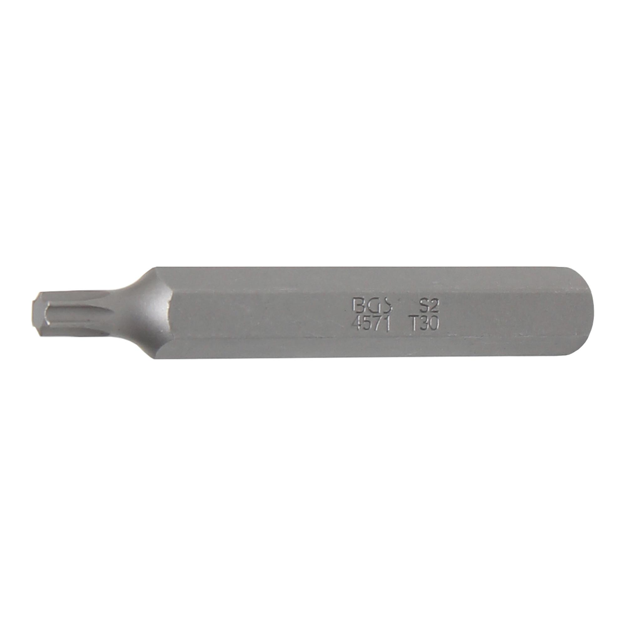 BGS Bit Länge 75 mm Antrieb Außensechskant 10 mm T-Profil (für TX) T30 ; BGS technic (4571)