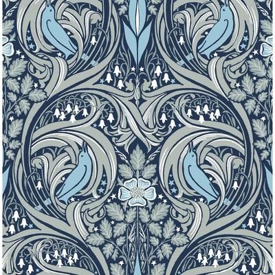 Seabrook Designs Bird Ogee Pre-Pasted Wallpaper - 20.5 in. W x 33 ft. L