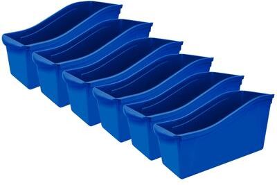 Storex Large Book Bin, Blue, Pack of 6