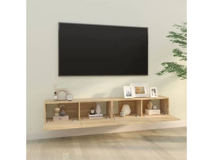 [47840]Meuble TV Flottante Console de Divertissement Meubles TV muraux 2pcs chêne sonoma 100x30x30cm bois ingénierie Poids:31.5 K