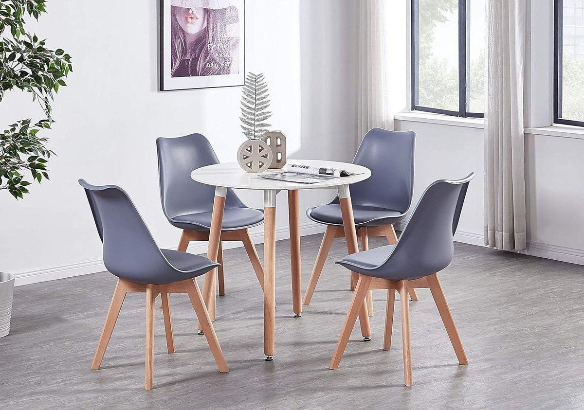 4-delige eetkamerset met eettafel en stoelen in moderne stijl