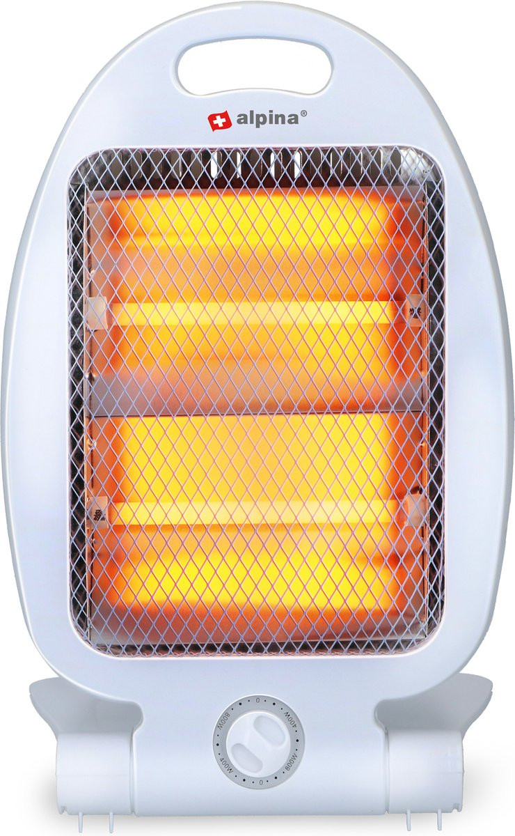Alpina Elektrische Kachel LQ001 – Infrarood Halogeen Heater met 2 Warmtestanden (400/800W) – Wit