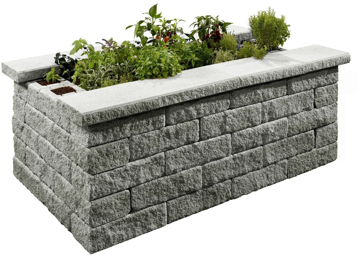 Kann Hochbeet-Set 1 Bruchstein 200 x 125 x 81 cm grau