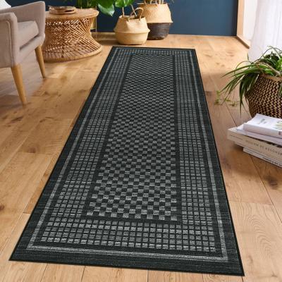 Garvee Small Plaid Bordered Geometric Area Rug