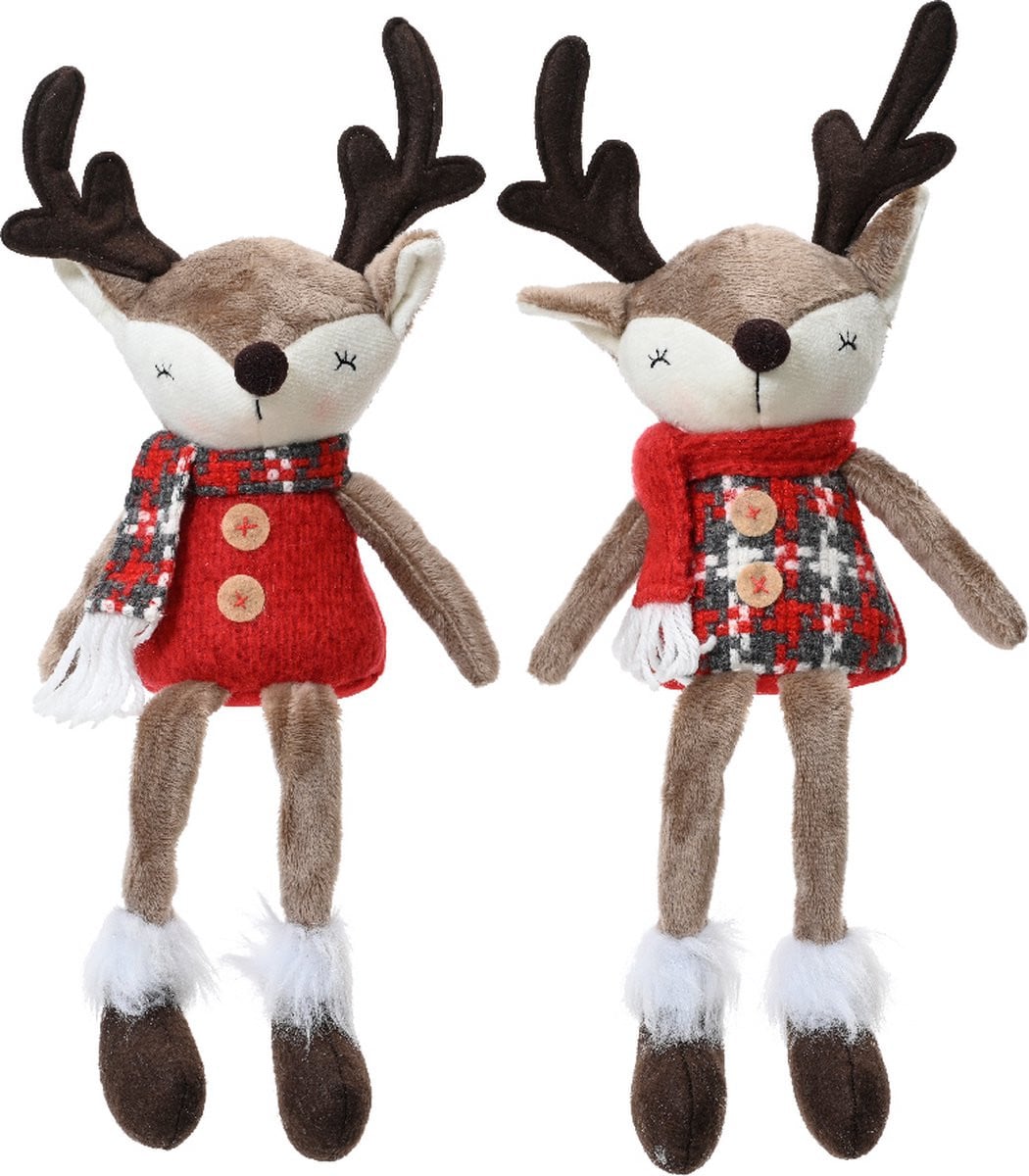 Decoris Kerst rendier set van 2, Hoogte: 38 cm