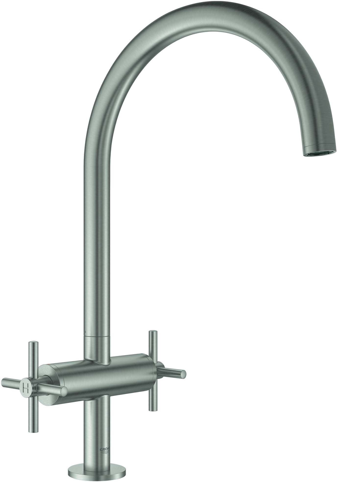 Grohe Atrio 2 poignées 30362DC0 supersteel, avec bec C avec mousseur