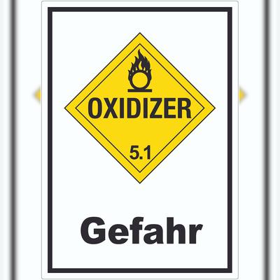 HB-Druck Aufkleber Oxidierend wirkend Gefahr Oxidizer entzündend A6 (105x148mm)