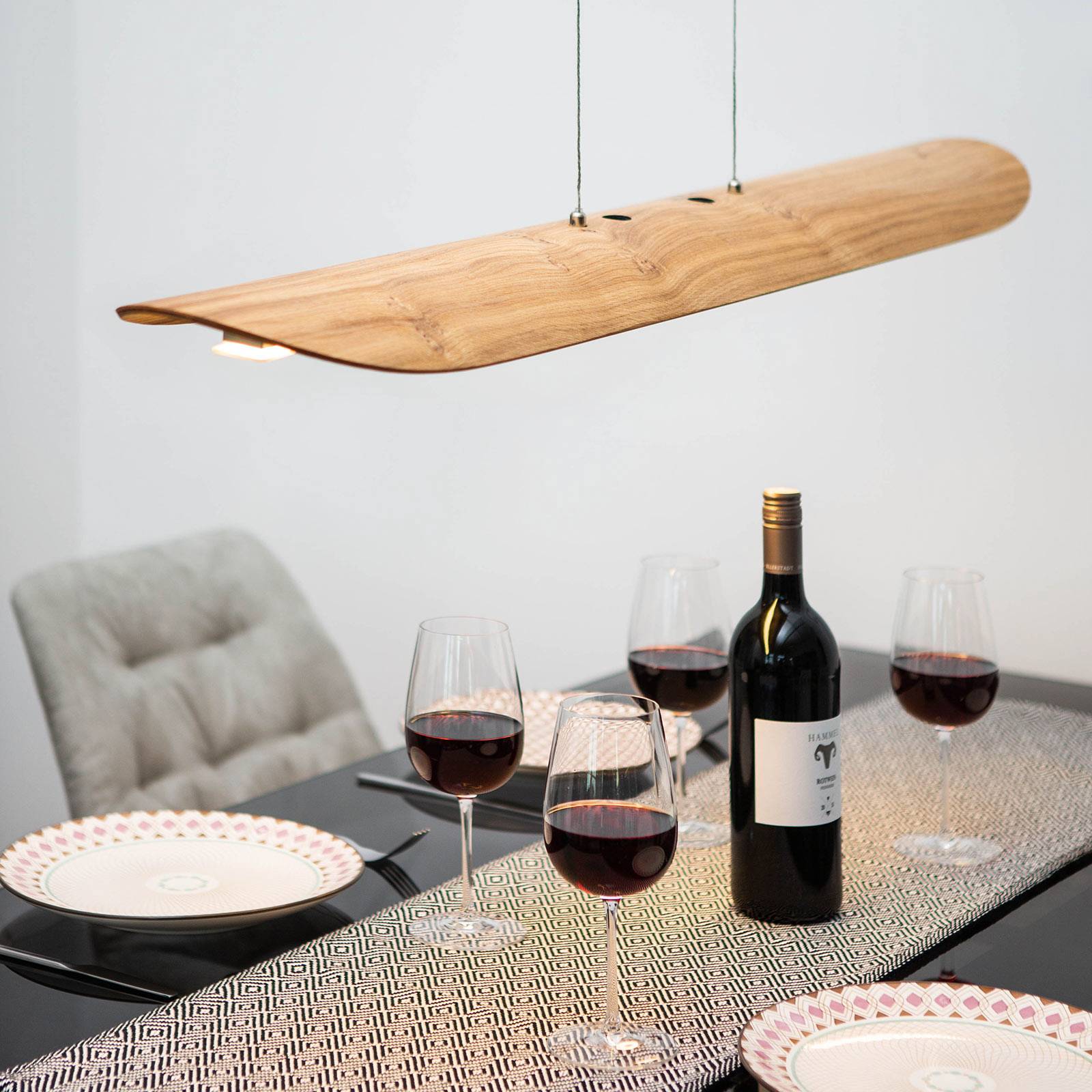 Elobra Hängeleuchte Colombia, dimmbar, Holz hell, für Wohn- / Esszimmer, Holz, Modern