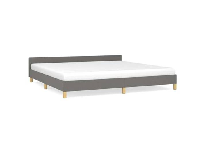 PUGYNBK Doppelbett ohne Matratze, Stoff, dunkelgrau, 200 x 200 cm Struktur mit Kopfteil, stabile Beine, Holzlatten, atmungsaktiv und langlebig