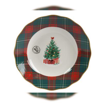Christmas Decorations Weihnachtsschale 22,5cm Porzellanschale Weihnachtsbaum & Tartan Karomuster Dessertschale Müslischale Frühstücksschale Weihnachten Advent Winter