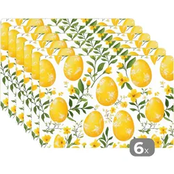 PLATZSETS 6er-Set Blumen - Ostereier - Gelb Placemats 45x30 cm