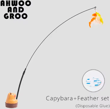 Inspire Picks Capybara Bird Teaser Wand Cat Toy With Bell For Interactive Play glue Feather