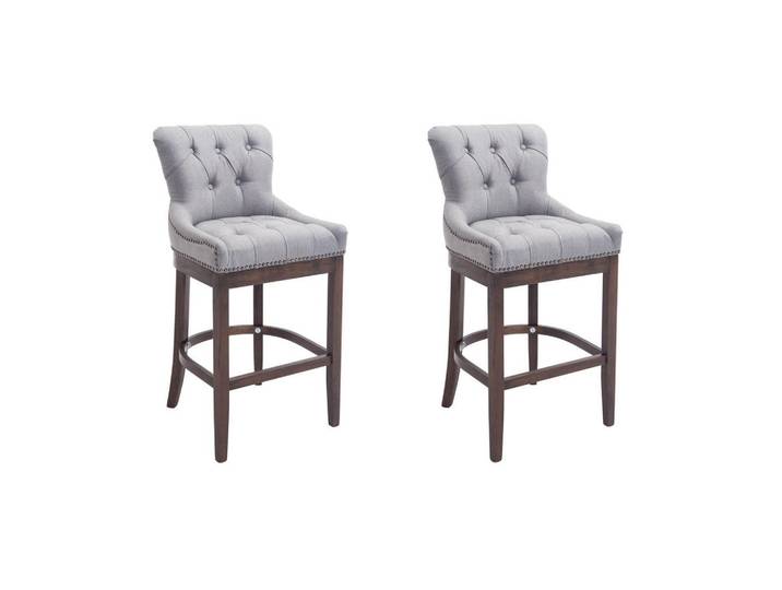 CLP Barhocker 2er Set Stoff Hellgrau, Holz, 55x109x57 cm, Esszimmer, Barmöbel, Barhocker